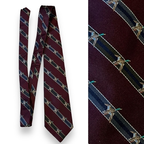 Vintage Briar Mallard Duck Striped Tie 100% Silk Made in England Preppy Classic - Picture 1 of 8